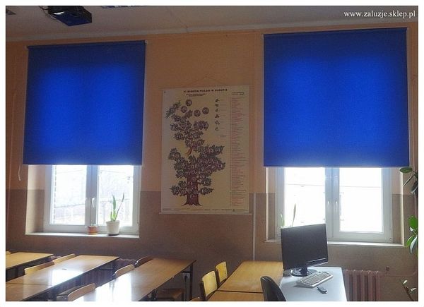 Niebieskie rolety materiałowe