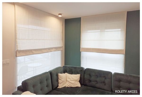 Rolety Rzymskie Duo z firanką i zasłoną na jednym mechanizmie od ROLETY AKCES w Sosnowcu.