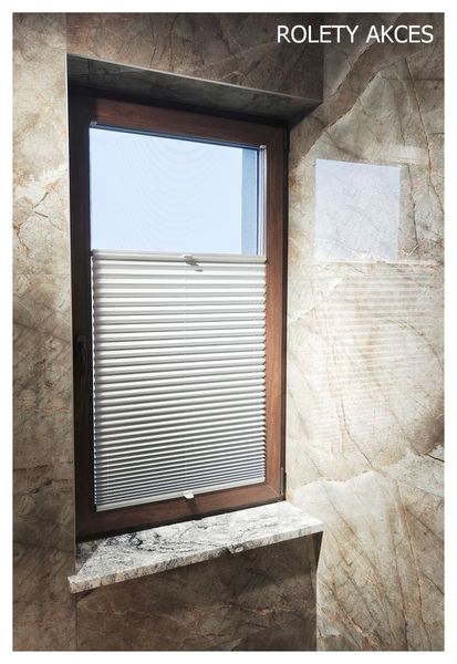 Szara plisa okienna do łazienki montaż ROLETY AKCES Sosnowiec